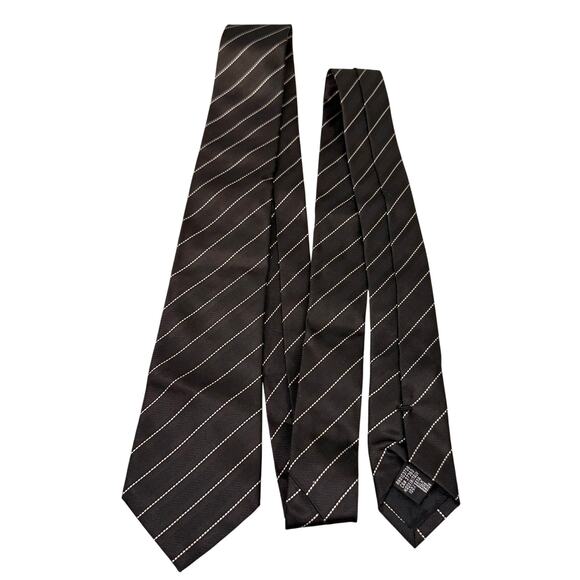 Armani Collezioni Silk Tie Black And White Stripe Men's Necktie Made in Itally - Picture 1 of 6